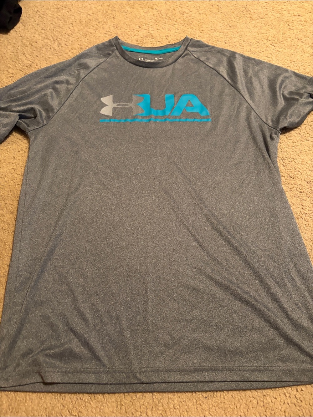 Under Armour Gray Short-Sleeve Performance Tee with Teal Logo